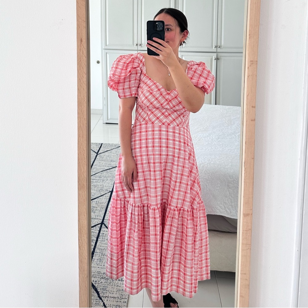 Tanya Taylor Plaid Midi Dress Size 6